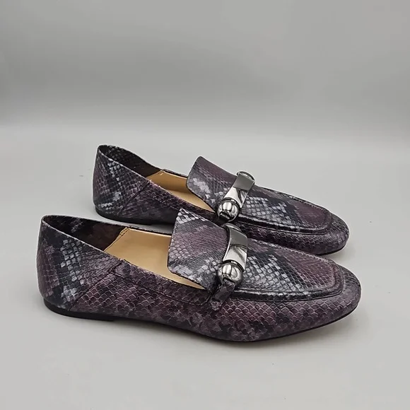 Vince Camuto Leather Slip-On Loafers Padaire Purple Snake Skin Print Wom… - Picture 3 of 9